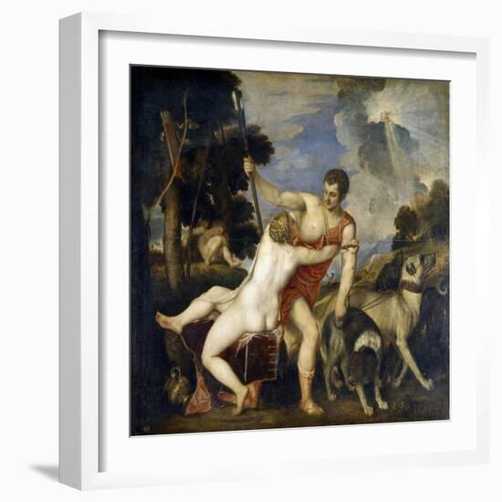 Venus and Adonis-Titian (Tiziano Vecelli)-Framed Giclee Print