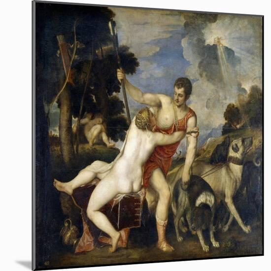 Venus and Adonis-Titian (Tiziano Vecelli)-Mounted Giclee Print
