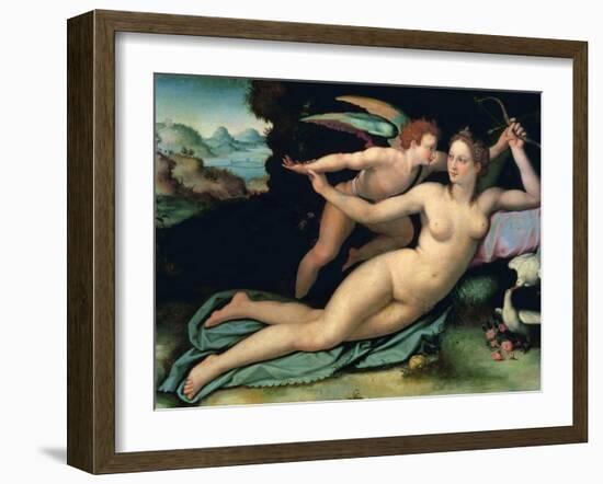 Venus and Amor by Allori, Alessandro (1535-1607). Oil on Wood, Dimension : 29X38. Galleria Degli Uf-Alessandro Allori-Framed Giclee Print