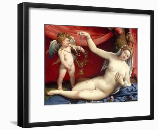 Venus and Cupid, c.1525-Lorenzo Lotto-Framed Giclee Print