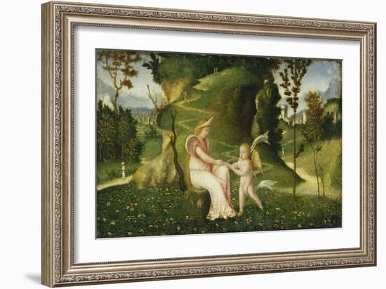 Venus and Cupid in a Landscape, c.1505/1515-Giorgione-Framed Giclee Print