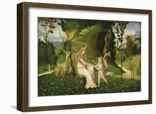 Venus and Cupid in a Landscape, c.1505/1515-Giorgione-Framed Giclee Print