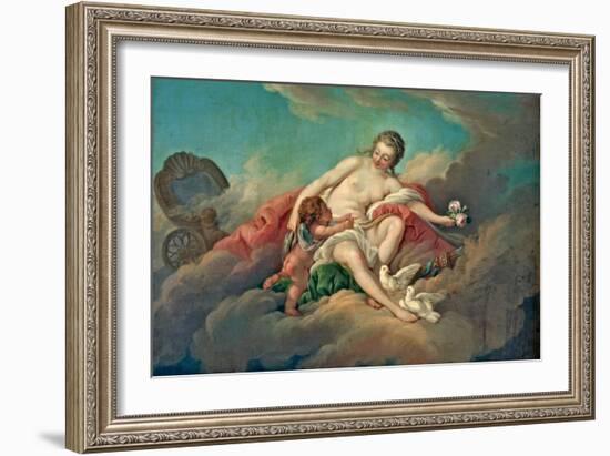 Venus and Cupid in the Clouds, after 1761 (Oil on Canvas)-Francois Boucher-Framed Giclee Print