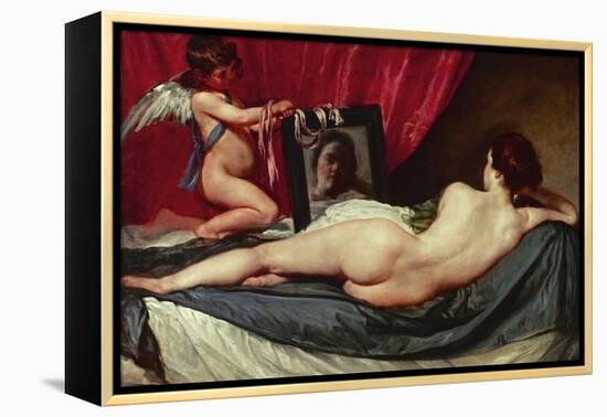 Venus and Cupid (Venus of the Mirror or Rockeby Venus)-Diego Velazquez-Framed Premier Image Canvas