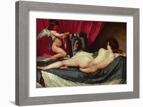 Venus and Cupid (Venus of the Mirror or Rockeby Venus)-Diego Velazquez-Framed Giclee Print