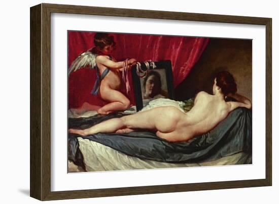 Venus and Cupid (Venus of the Mirror or Rockeby Venus)-Diego Velazquez-Framed Giclee Print