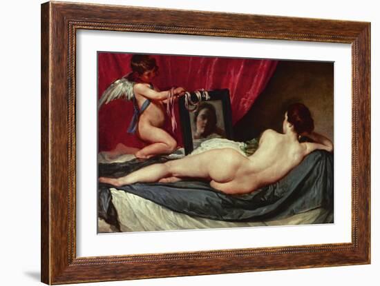 Venus and Cupid (Venus of the Mirror or Rockeby Venus)-Diego Velazquez-Framed Giclee Print