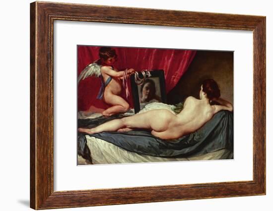 Venus and Cupid (Venus of the Mirror or Rockeby Venus)-Diego Velazquez-Framed Giclee Print