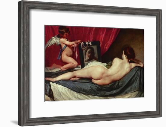 Venus and Cupid (Venus of the Mirror or Rockeby Venus)-Diego Velazquez-Framed Giclee Print