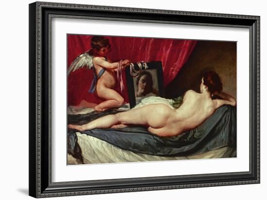 Venus and Cupid (Venus of the Mirror or Rockeby Venus)-Diego Velazquez-Framed Giclee Print