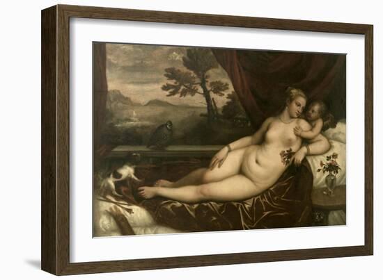 Venus and Cupid-Titian (Tiziano Vecelli)-Framed Giclee Print