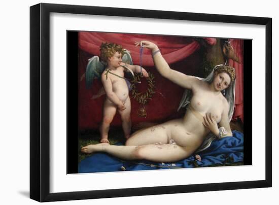 Venus and Cupid-Lorenzo Lotto-Framed Art Print