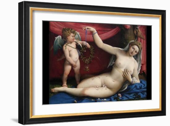 Venus and Cupid-Lorenzo Lotto-Framed Art Print