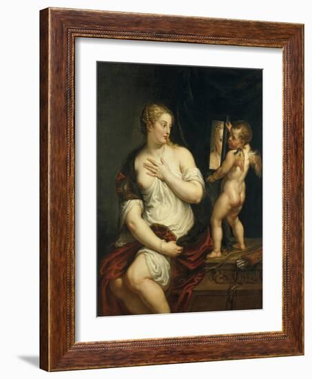 Venus and Cupido. Ca. 1606-11-Peter Paul Rubens-Framed Giclee Print