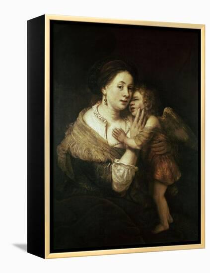 Venus and Love. 17th Century. Paris, Musée Du Louvre-Rembrandt van Rijn-Framed Premier Image Canvas