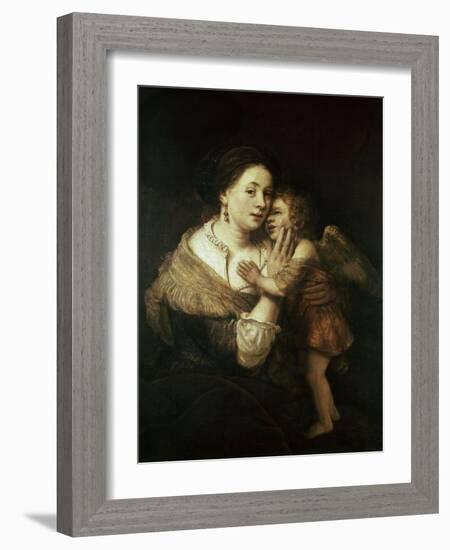 Venus and Love. 17th Century. Paris, Musée Du Louvre-Rembrandt van Rijn-Framed Giclee Print