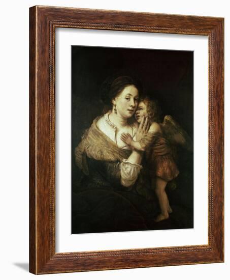 Venus and Love. 17th Century. Paris, Musée Du Louvre-Rembrandt van Rijn-Framed Giclee Print