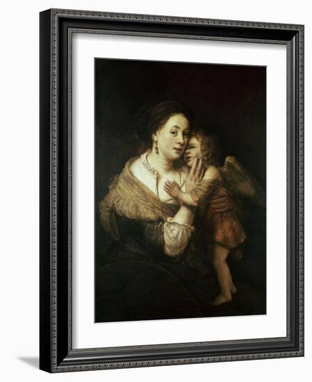 Venus and Love. 17th Century. Paris, Musée Du Louvre-Rembrandt van Rijn-Framed Giclee Print