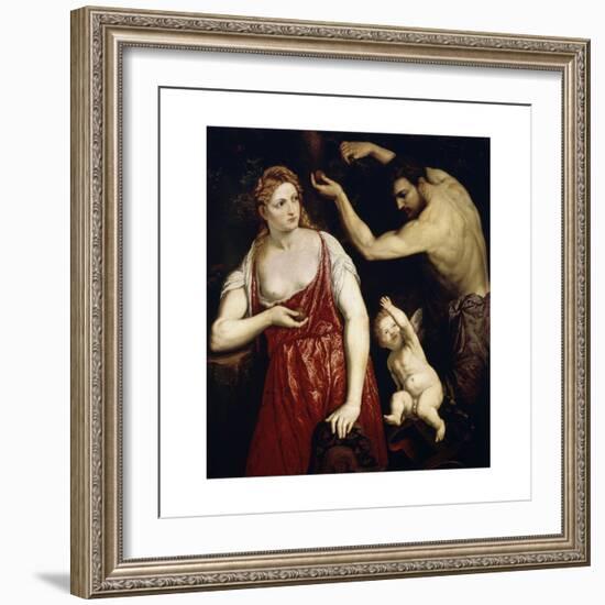 Venus and Mars with Cupid, 1550S-Paris Bordone-Framed Giclee Print