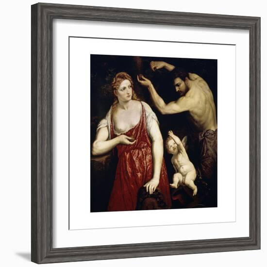 Venus and Mars with Cupid, 1550S-Paris Bordone-Framed Giclee Print