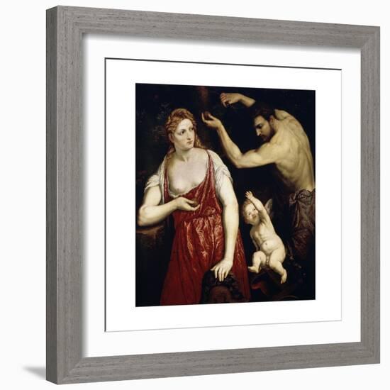 Venus and Mars with Cupid, 1550S-Paris Bordone-Framed Giclee Print