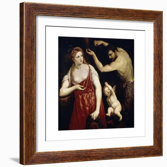 Venus and Mars with Cupid, 1550S-Paris Bordone-Framed Giclee Print