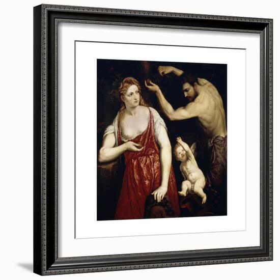 Venus and Mars with Cupid, 1550S-Paris Bordone-Framed Giclee Print