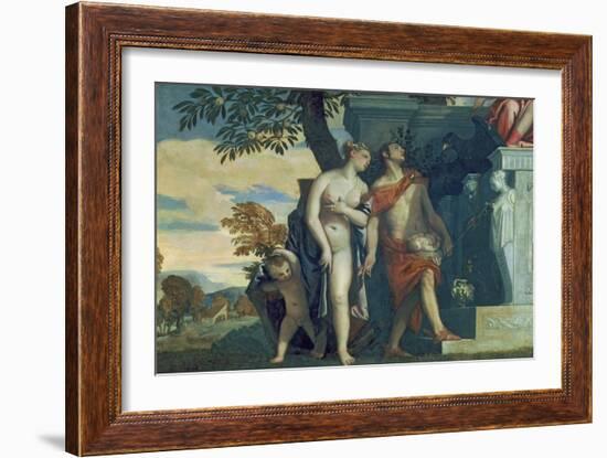 Venus and Mercury Presenting Her Son Anteros to Jupiter-Paolo Veronese-Framed Giclee Print