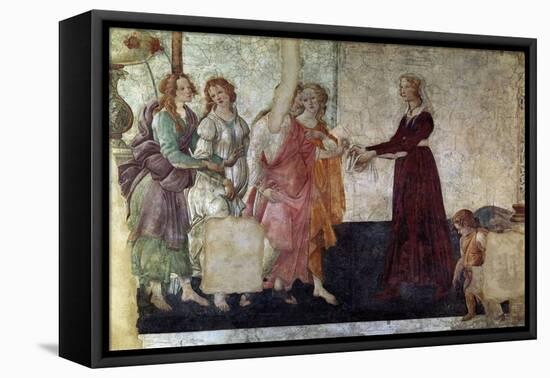 Venus And the Graces Offering Gifts To a Young Girl, 1486, Italian Renaissance-Sandro Botticelli-Framed Premier Image Canvas