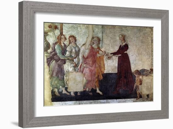 Venus And the Graces Offering Gifts To a Young Girl, 1486, Italian Renaissance-Sandro Botticelli-Framed Giclee Print