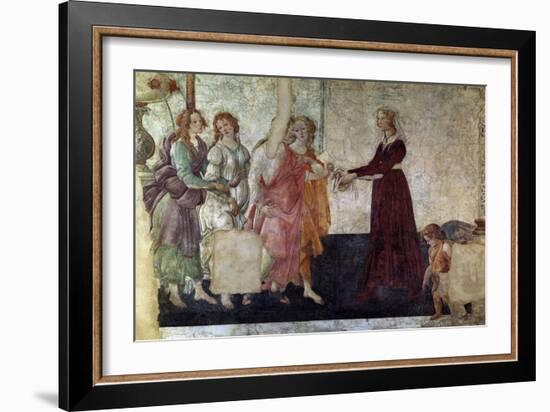 Venus And the Graces Offering Gifts To a Young Girl, 1486, Italian Renaissance-Sandro Botticelli-Framed Giclee Print