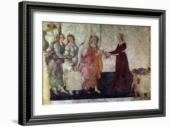 Venus And the Graces Offering Gifts To a Young Girl, 1486, Italian Renaissance-Sandro Botticelli-Framed Giclee Print