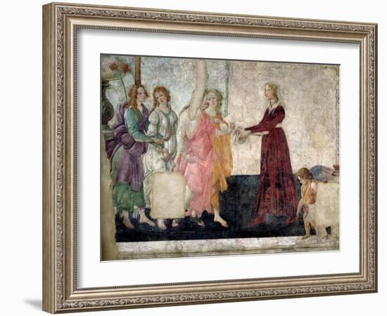 Venus and the Graces Offering Gifts to a Young Girl, 1486-Sandro Botticelli-Framed Giclee Print