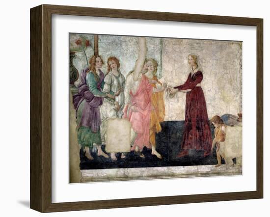 Venus and the Graces Offering Gifts to a Young Girl, 1486-Sandro Botticelli-Framed Giclee Print