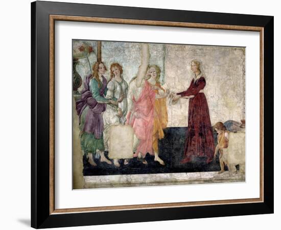 Venus and the Graces Offering Gifts to a Young Girl, 1486-Sandro Botticelli-Framed Giclee Print