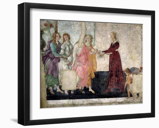 Venus and the Graces Offering Gifts to a Young Girl, 1486-Sandro Botticelli-Framed Giclee Print