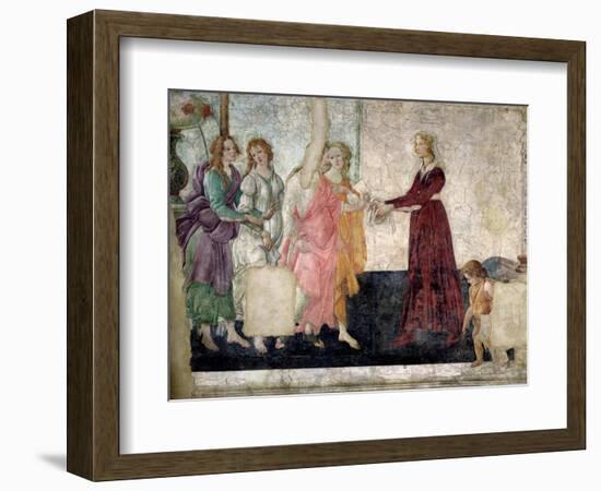 Venus and the Graces Offering Gifts to a Young Girl, 1486-Sandro Botticelli-Framed Giclee Print