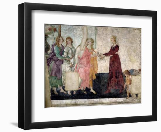 Venus and the Graces Offering Gifts to a Young Girl, 1486-Sandro Botticelli-Framed Giclee Print