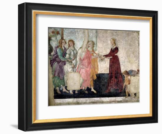 Venus and the Graces Offering Gifts to a Young Girl, 1486-Sandro Botticelli-Framed Giclee Print