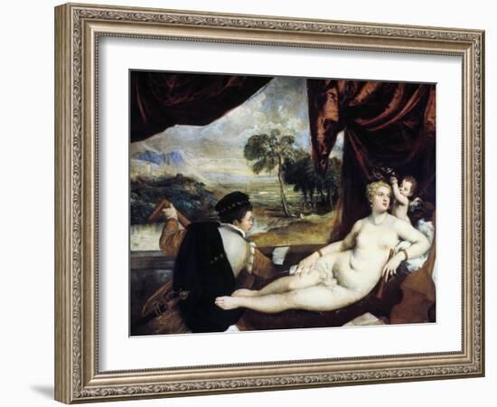 Venus and the Lute Player, C1565-1570-Titian (Tiziano Vecelli)-Framed Giclee Print