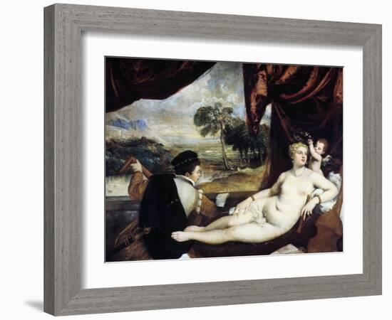 Venus and the Lute Player, C1565-1570-Titian (Tiziano Vecelli)-Framed Giclee Print