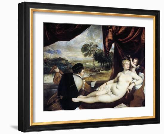 Venus and the Lute Player, C1565-1570-Titian (Tiziano Vecelli)-Framed Giclee Print