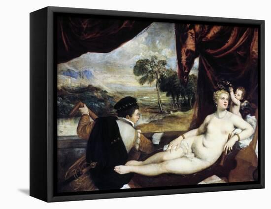 Venus and the Lute Player, C1565-1570-Titian (Tiziano Vecelli)-Framed Premier Image Canvas