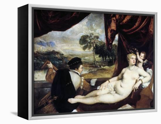 Venus and the Lute Player, C1565-1570-Titian (Tiziano Vecelli)-Framed Premier Image Canvas