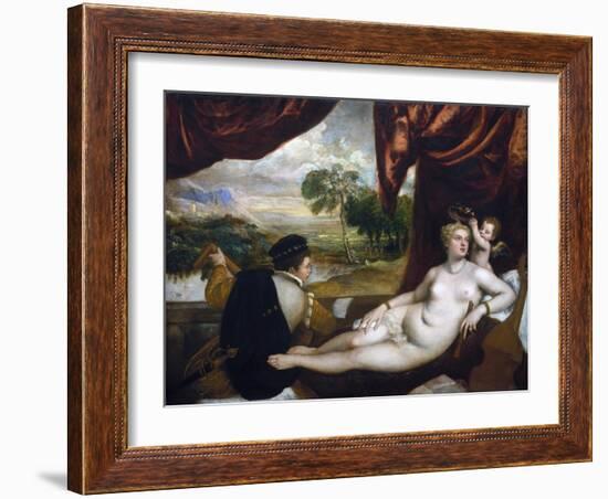 Venus and the Lute Player-Titian (Tiziano Vecelli)-Framed Giclee Print