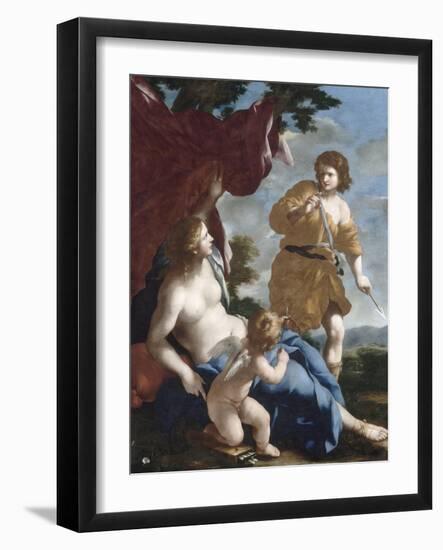 Vénus avec Adonis partant à la chasse-Giovanni Francesco Romanelli-Framed Giclee Print