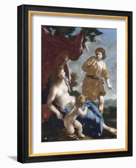 Vénus avec Adonis partant à la chasse-Giovanni Francesco Romanelli-Framed Giclee Print