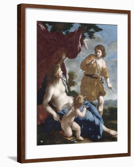 Vénus avec Adonis partant à la chasse-Giovanni Francesco Romanelli-Framed Giclee Print