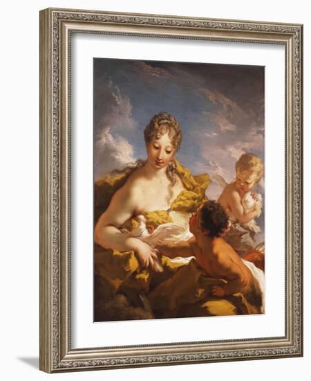 Venus, Cupid and a Faun-Giovanni Antonio Pellegrini-Framed Giclee Print