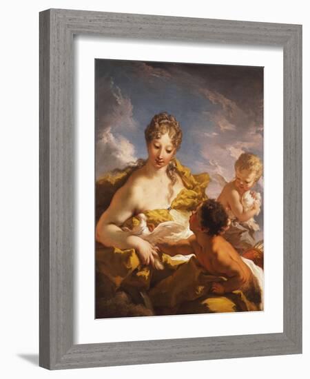 Venus, Cupid and a Faun-Giovanni Antonio Pellegrini-Framed Giclee Print